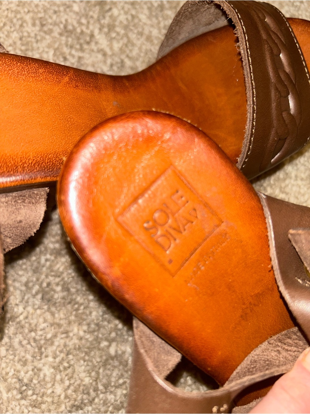 Brown Leather Platform Sandals with Ankle Strap - Picture 3 of 5